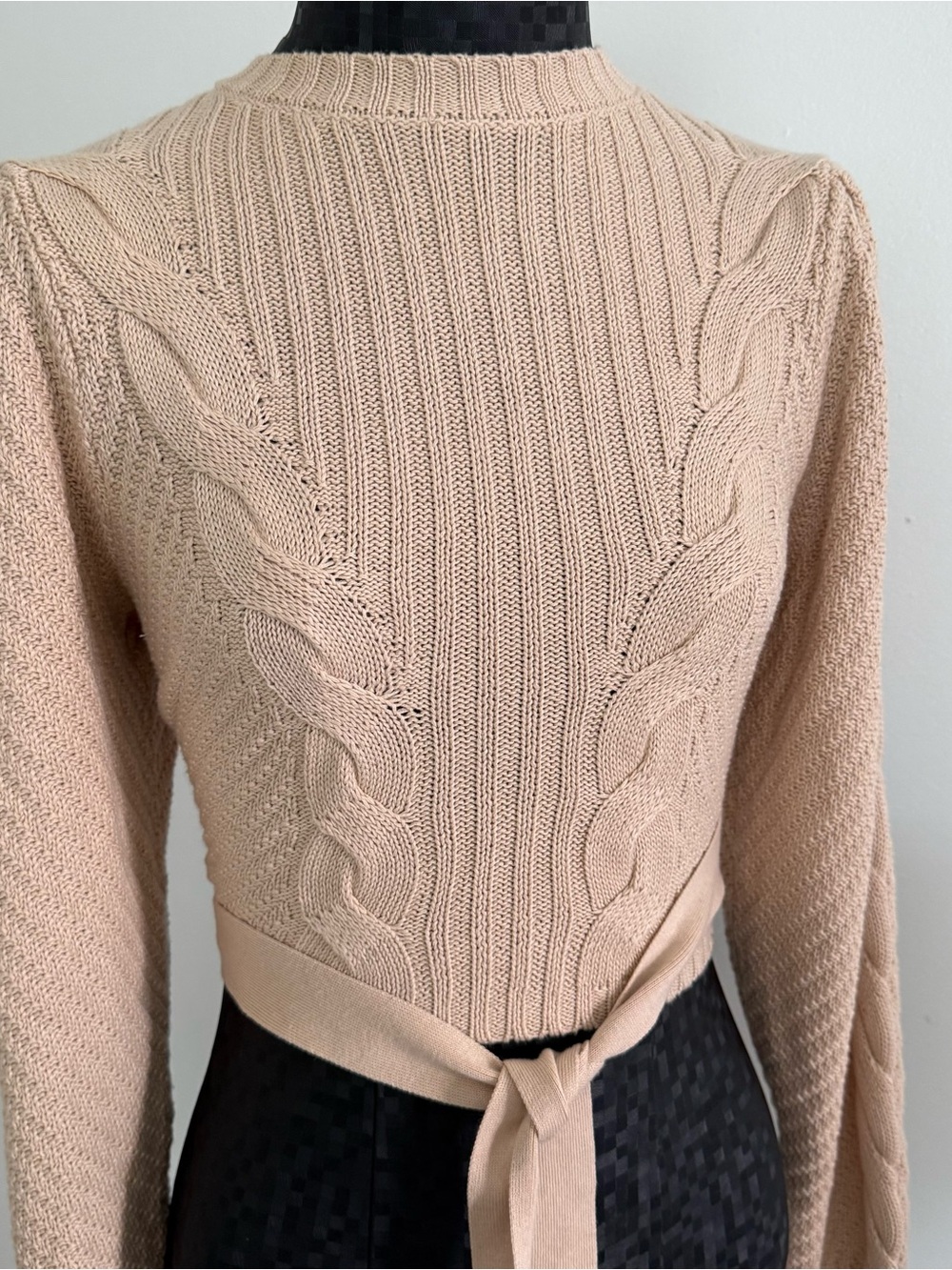 The Frolic Beige Knit Crop Sweater